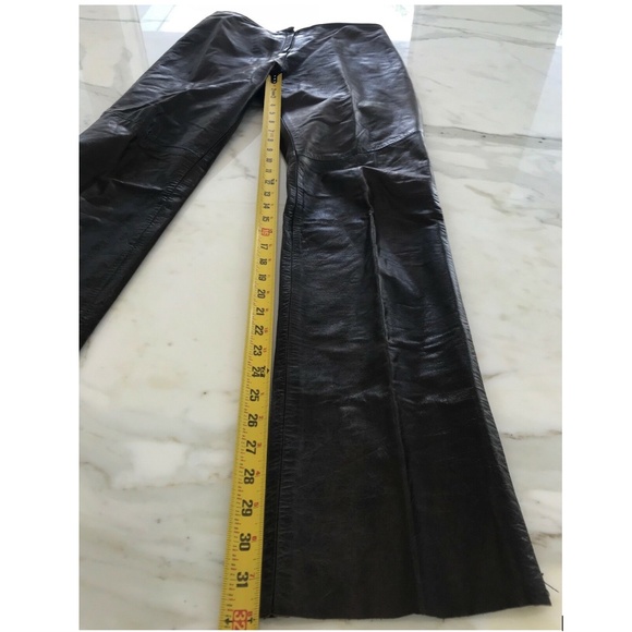 VAUNT BROWN LEATHER ITALIAN BOOTCUT PANTS SIZE US 4 - Picture 14 of 16